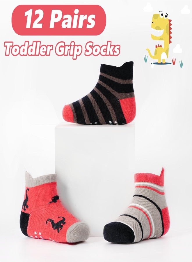 Tphon Toddler Baby Non Slip Ankle Socks with Grippers Kids Boys Girls Socks 12 Pairs for 5-7 Years Infant Children - Image 5
